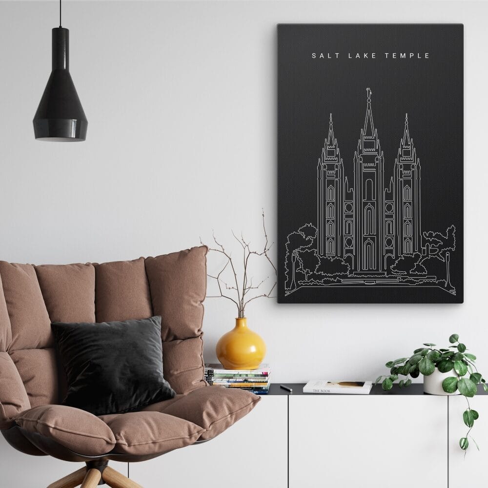 Salt Lake Temple Canvas Art Print - Wall Decor - Portrait - Dark Salt Lake Temple Canvas Art Print - Wall Decor - Portrait - Dark