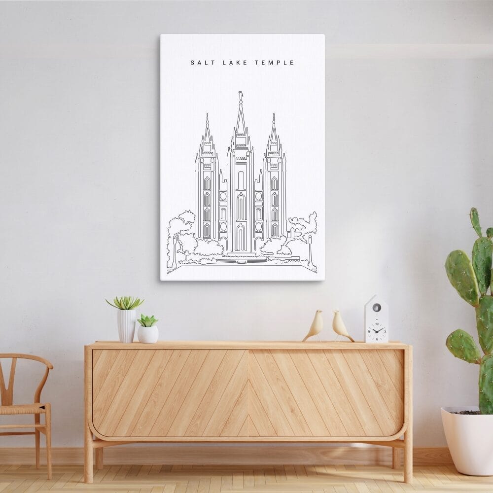Salt Lake Temple Canvas Art Print for Hallway - Portrait Salt Lake Temple Canvas Art Print for Hallway - Portrait