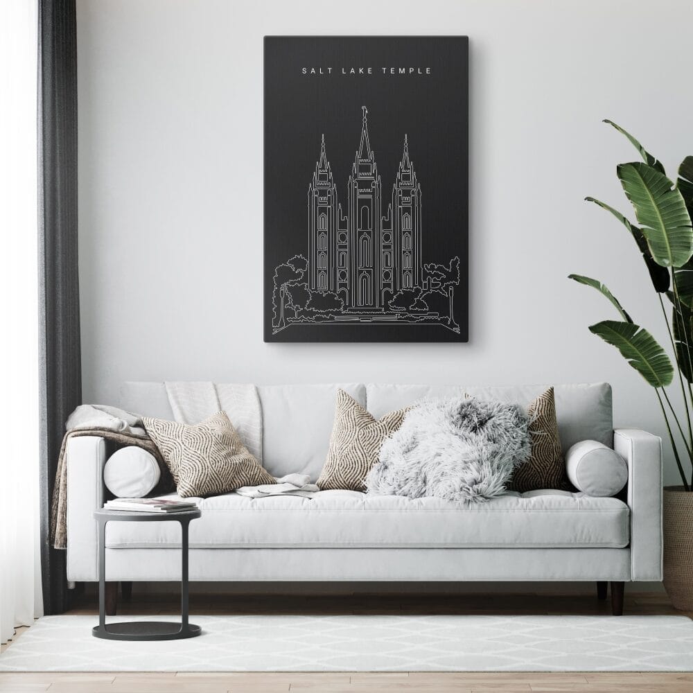 Salt Lake Temple Canvas Art Print for Living Room- Portrait - Dark Salt Lake Temple Canvas Art Print for Living Room- Portrait - Dark