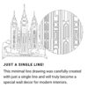 Salt Lake Temple Continuous Line Drawing - Portrait - Light