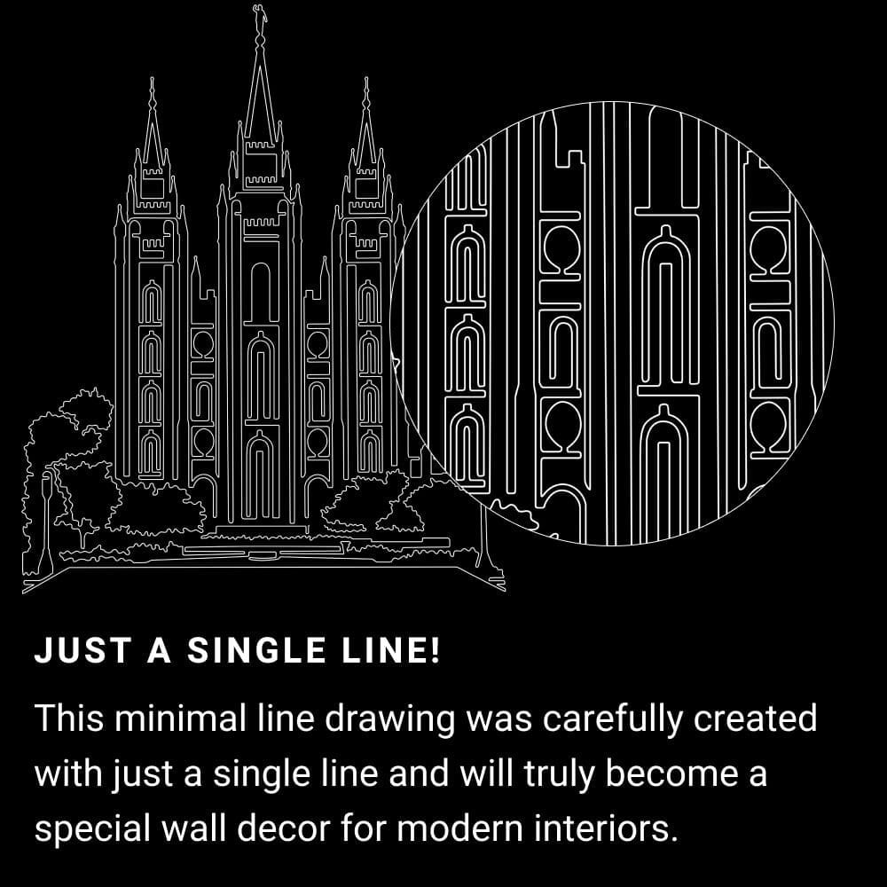 Salt Lake Temple One Line Drawing - Portrait - Dark Salt Lake Temple One Line Drawing - Portrait - Dark