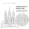Salt Lake Temple Vector Art - Single Line Art Detail - Portrait