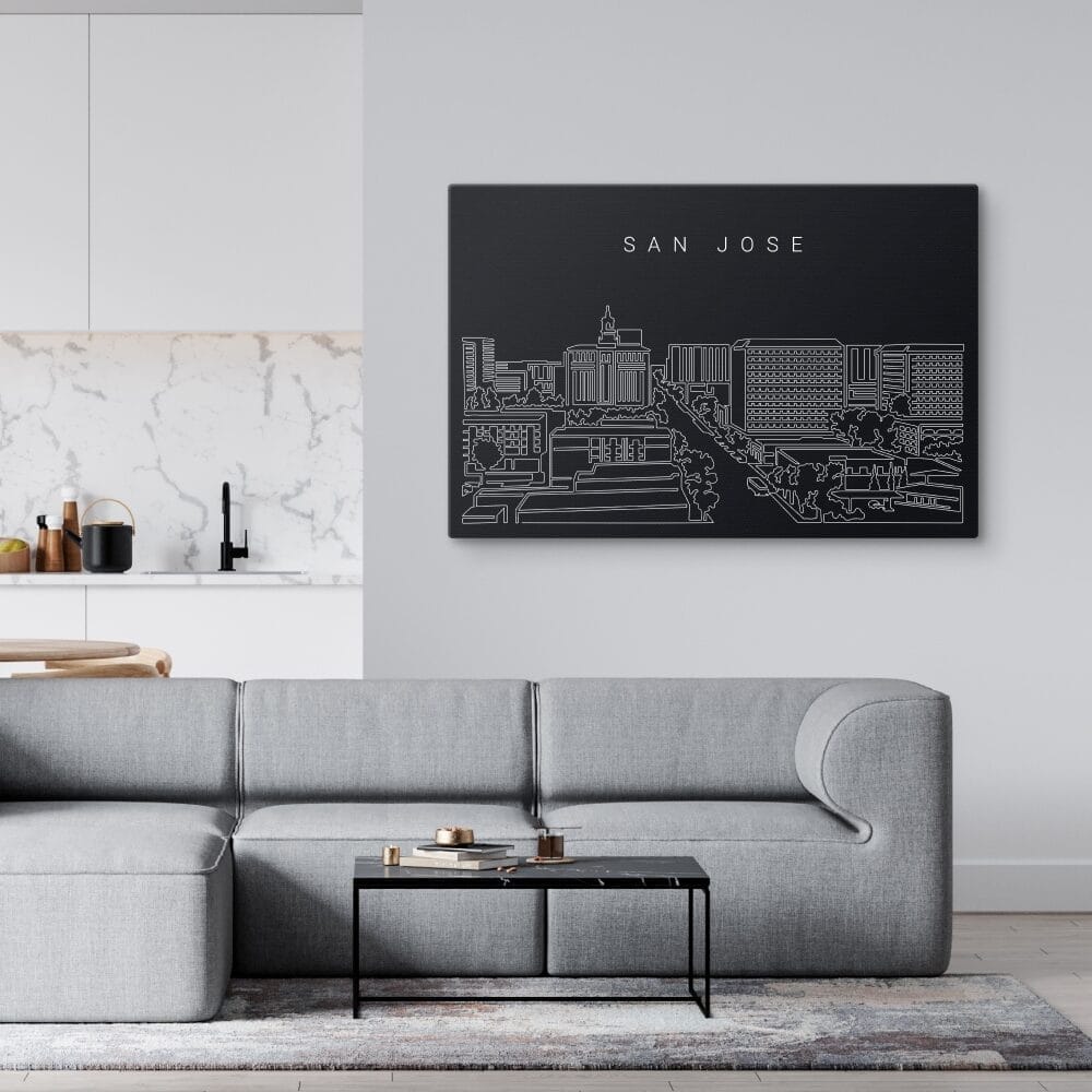 San Jose Skyline Canvas Art Print - Living Room - Dark San Jose Skyline Canvas Art Print - Living Room - Dark