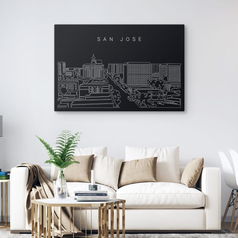 San Jose Skyline Canvas Wall Art - Living Room - Dark San Jose Skyline Canvas Wall Art - Living Room - Dark