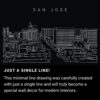 San Jose Skyline One Line Drawing Art - Dark
