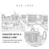 San Jose Skyline Vector Art - Single Line Art Detail