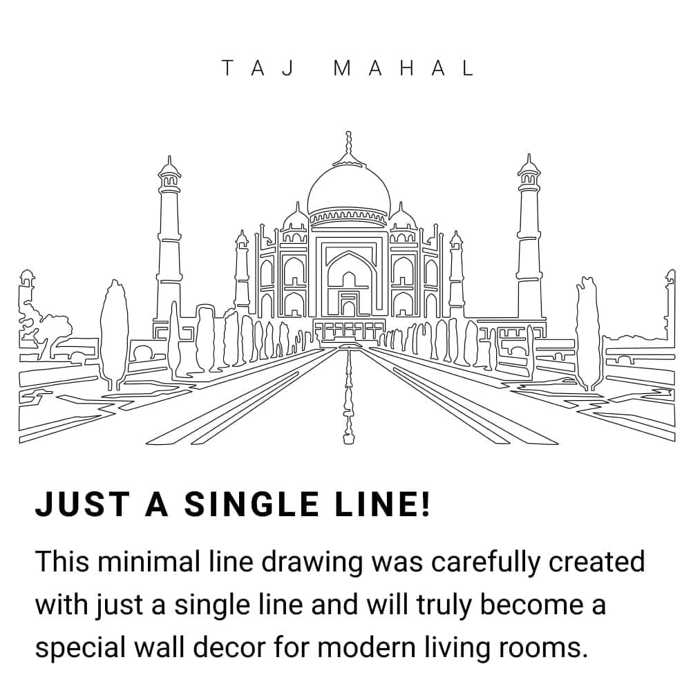 Taj Mahal Continuous Line Drawing Art Work Taj Mahal Continuous Line Drawing Art Work