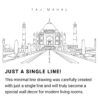 Taj Mahal Continuous Line Drawing Art Work