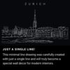 Zurich City One Line Drawing Art - Dark