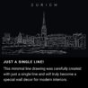 Zurich City One Line Drawing Art - Dark