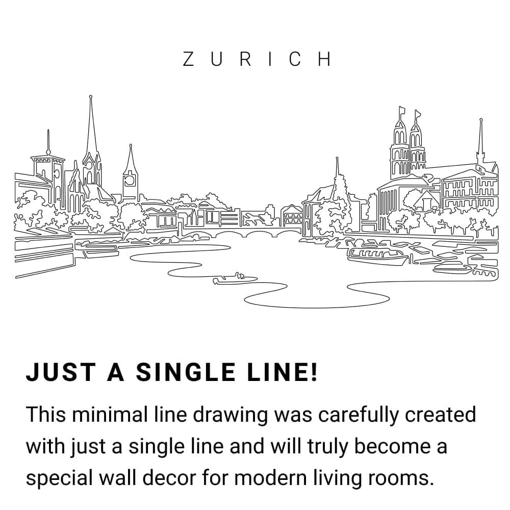 Zurich Skyline Continuous Line Drawing Art Work Zurich Skyline Continuous Line Drawing Art Work