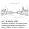 Zurich Skyline Continuous Line Drawing Art Work