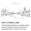 Zurich Skyline Continuous Line Drawing Art Work