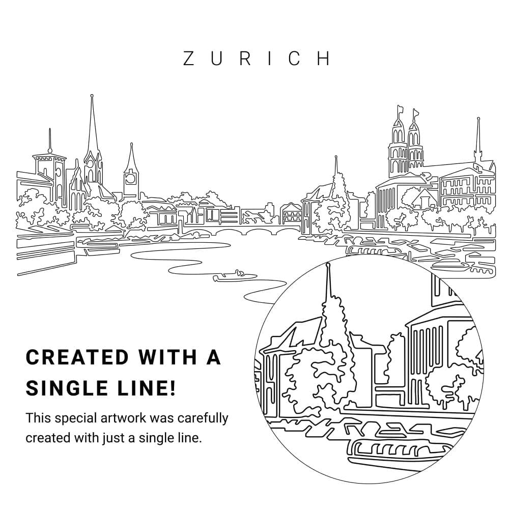 Zurich Skyline Vector Art - Single Line Art Detail Zurich Skyline Vector Art - Single Line Art Detail