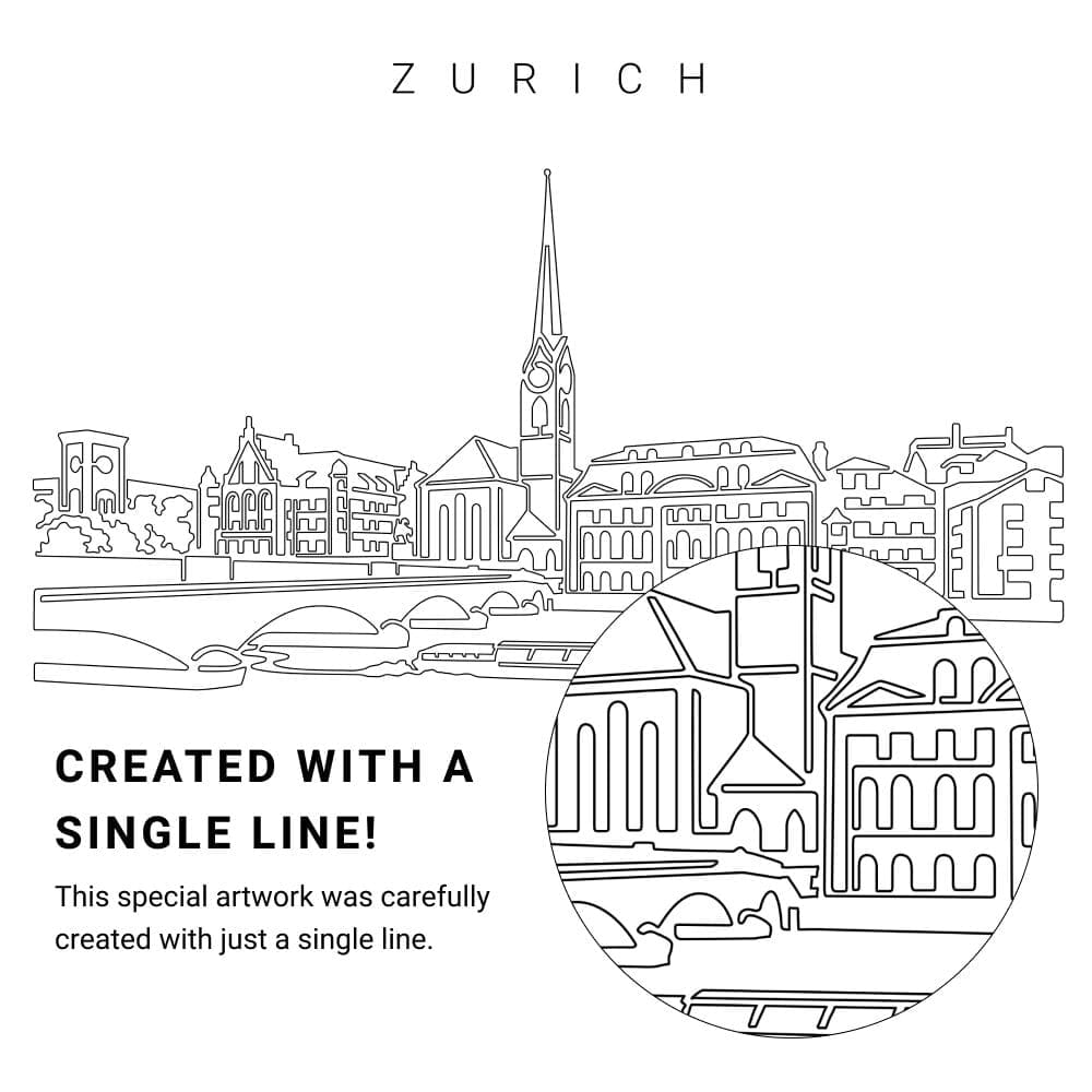 Zurich Vector Art - Single Line Art Detail Zurich Vector Art - Single Line Art Detail