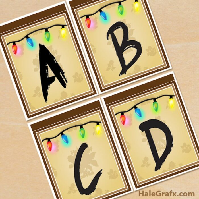 stranger things halloween party theme alphabet free printable