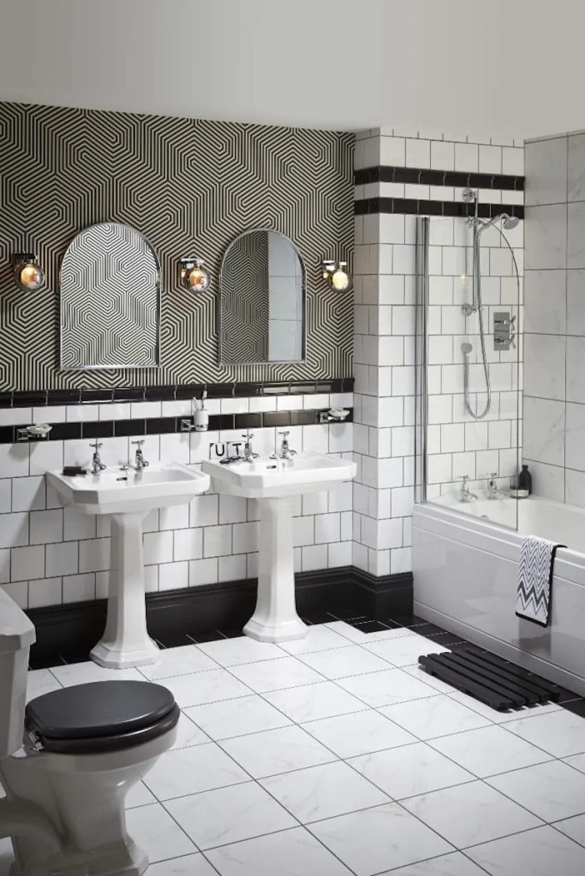 15 Glamorous Art Deco Bathroom Ideas & Tips for 2023 15 art deco bathroom interior design black and white