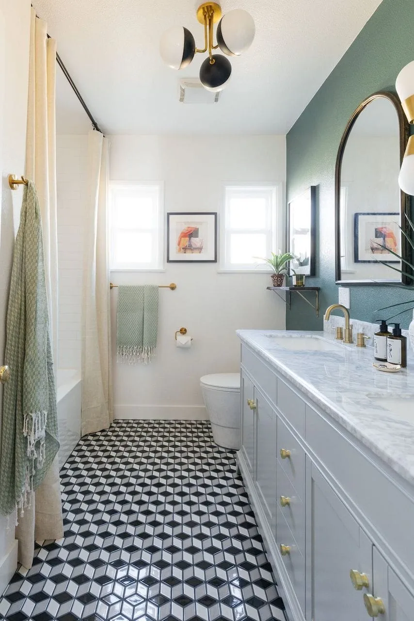 15 Glamorous Art Deco Bathroom Ideas & Tips for 2023 13 art deco bathroom interior design geometric tiles