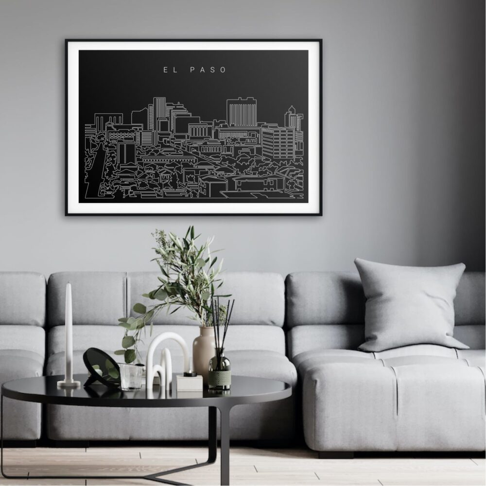El Paso Skyline Art Print for Living Room - Dark El Paso Skyline Art Print for Living Room - Dark