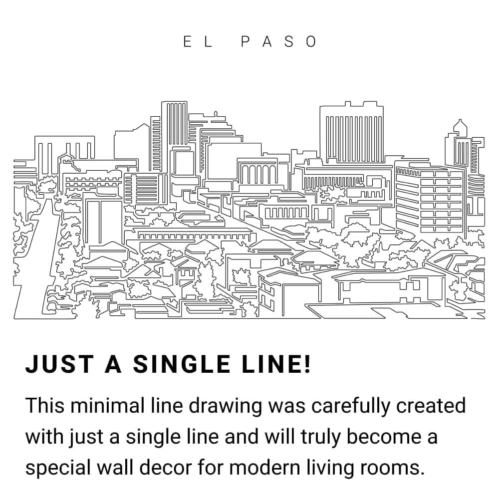 El Paso Skyline Continuous Line Drawing Art Work El Paso Skyline Continuous Line Drawing Art Work