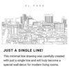 El Paso Skyline Continuous Line Drawing Art Work
