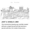 El Paso Skyline Continuous Line Drawing Art Work