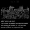 El Paso Skyline One Line Drawing Art - Dark