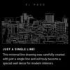 El Paso Skyline One Line Drawing Art - Dark