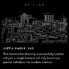 El Paso Skyline One Line Drawing Art - Dark