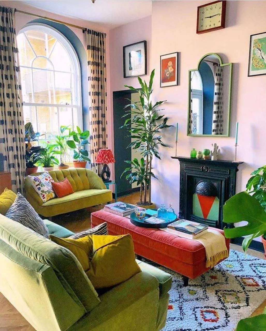 The Maximalism Interior Design Guide For 2023 4 maximalism interior design green pink living room