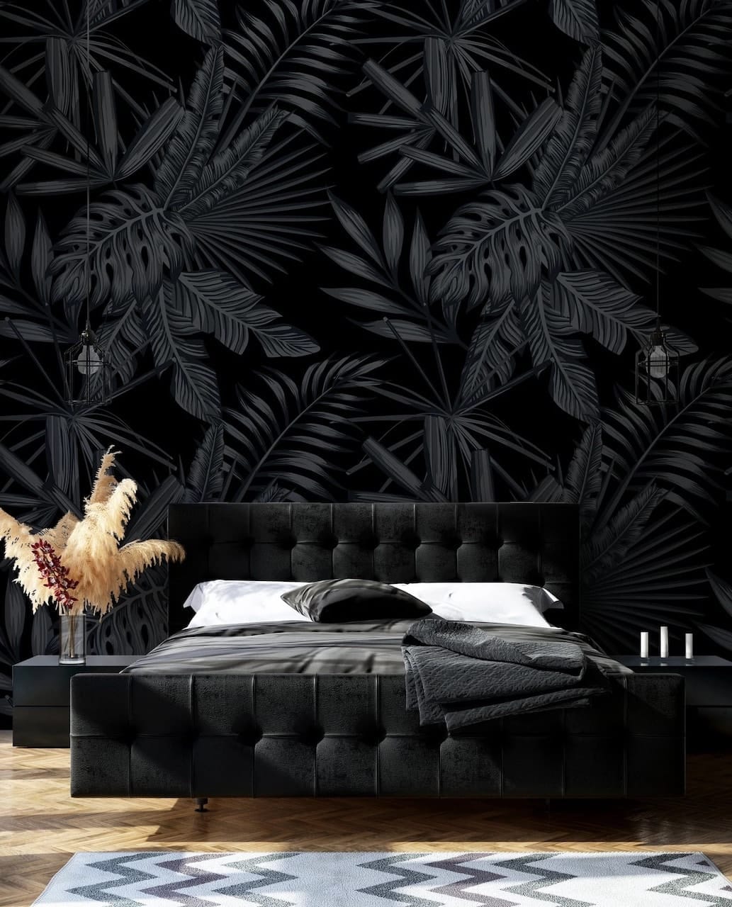 Black Luxury Bedroom Tropical Wallpaper