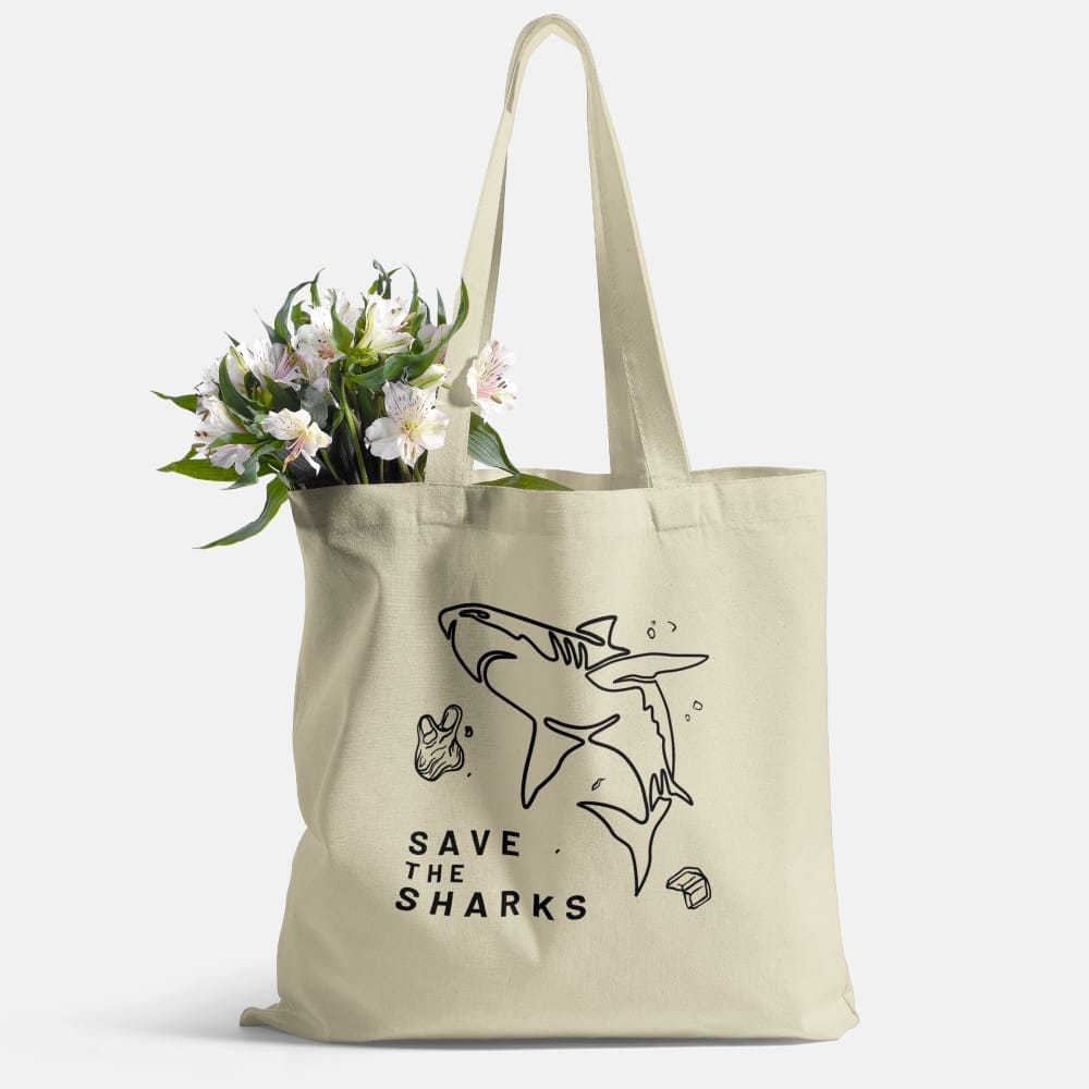 Shark Line Art Tote Bag - Oyster - Main