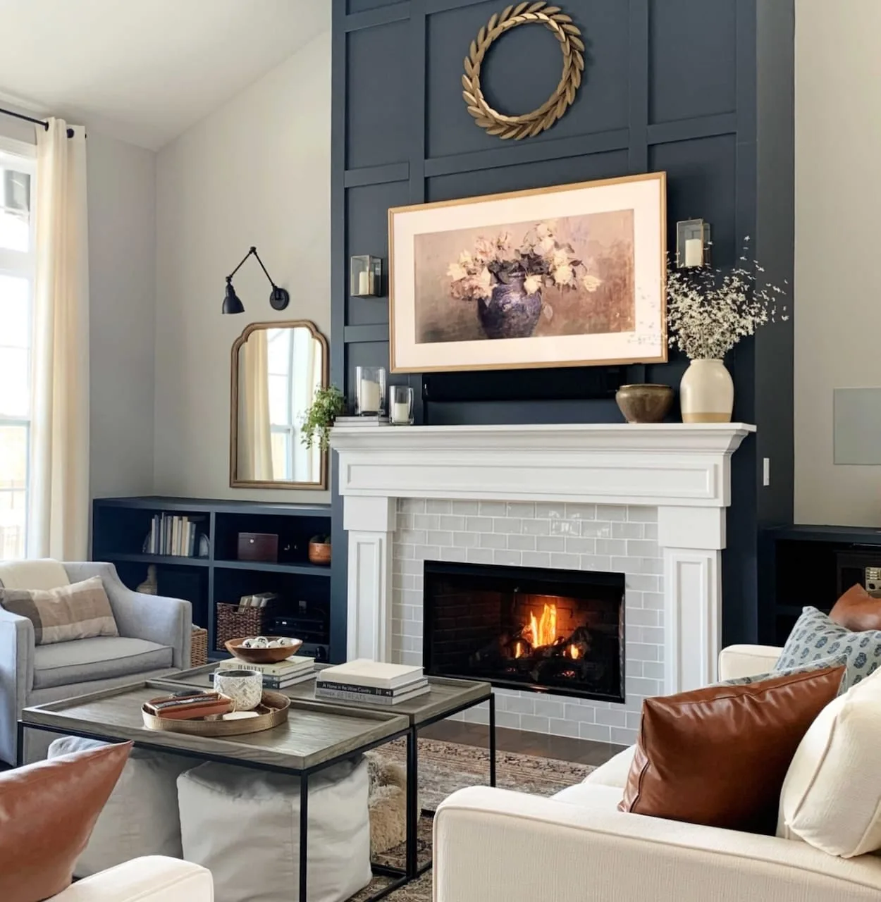 DIY Washi Tape Frame To Upgrade Your TV - Samsung "The Frame TV" Dupe 7 Washi Tape Frame living room mantle tv
