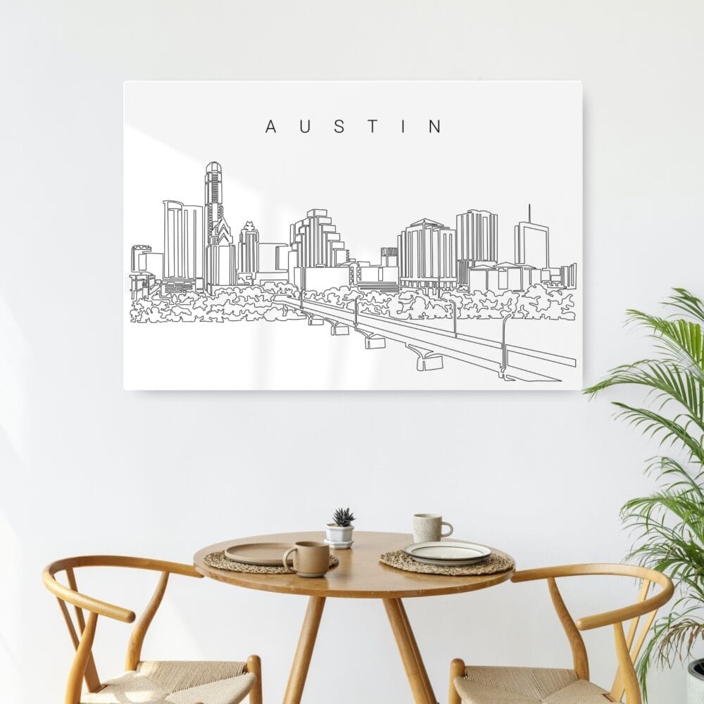 Austin Texas Line Art Metal Print - Kitchen - Dark Austin Texas Line Art Metal Print - Kitchen - Dark