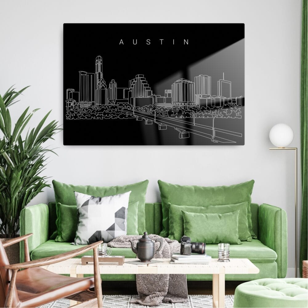 Austin Texas Line Art Metal Print - Living Room - Dark Austin Texas Line Art Metal Print - Living Room - Dark