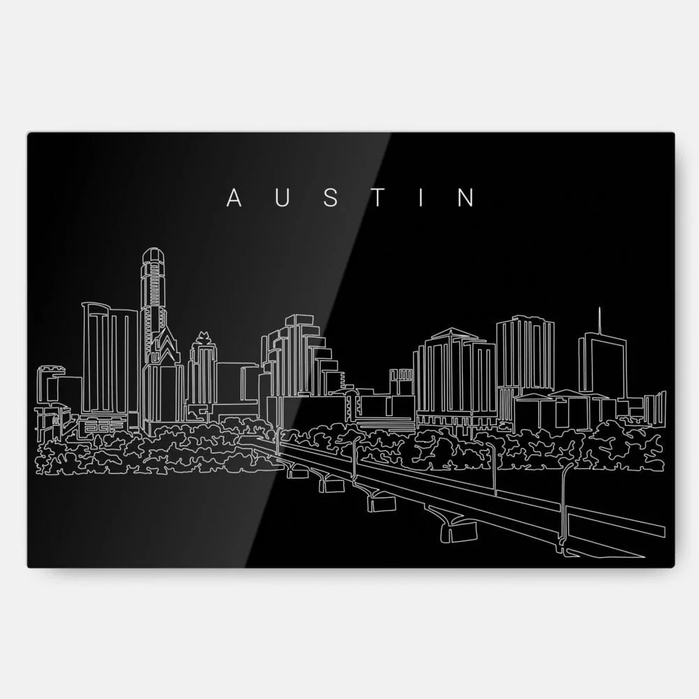 Austin Texas Line Art Metal Print Wall Art - Main - Dark Austin Texas Line Art Metal Print Wall Art - Main - Dark