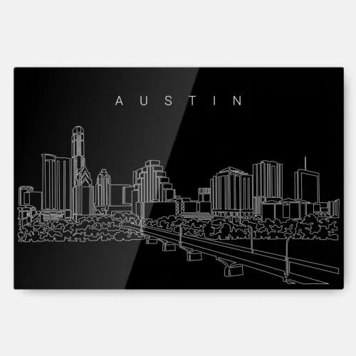 Austin Texas Line Art Metal Print Wall Art - Main - Dark