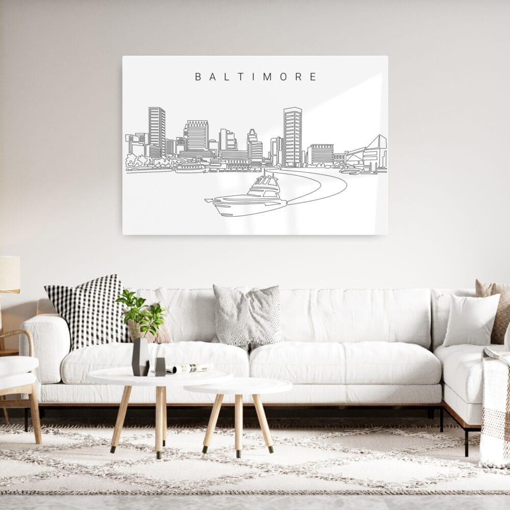 Baltimore City Art Metal Print - Living Room - Light Baltimore City Art Metal Print - Living Room - Light