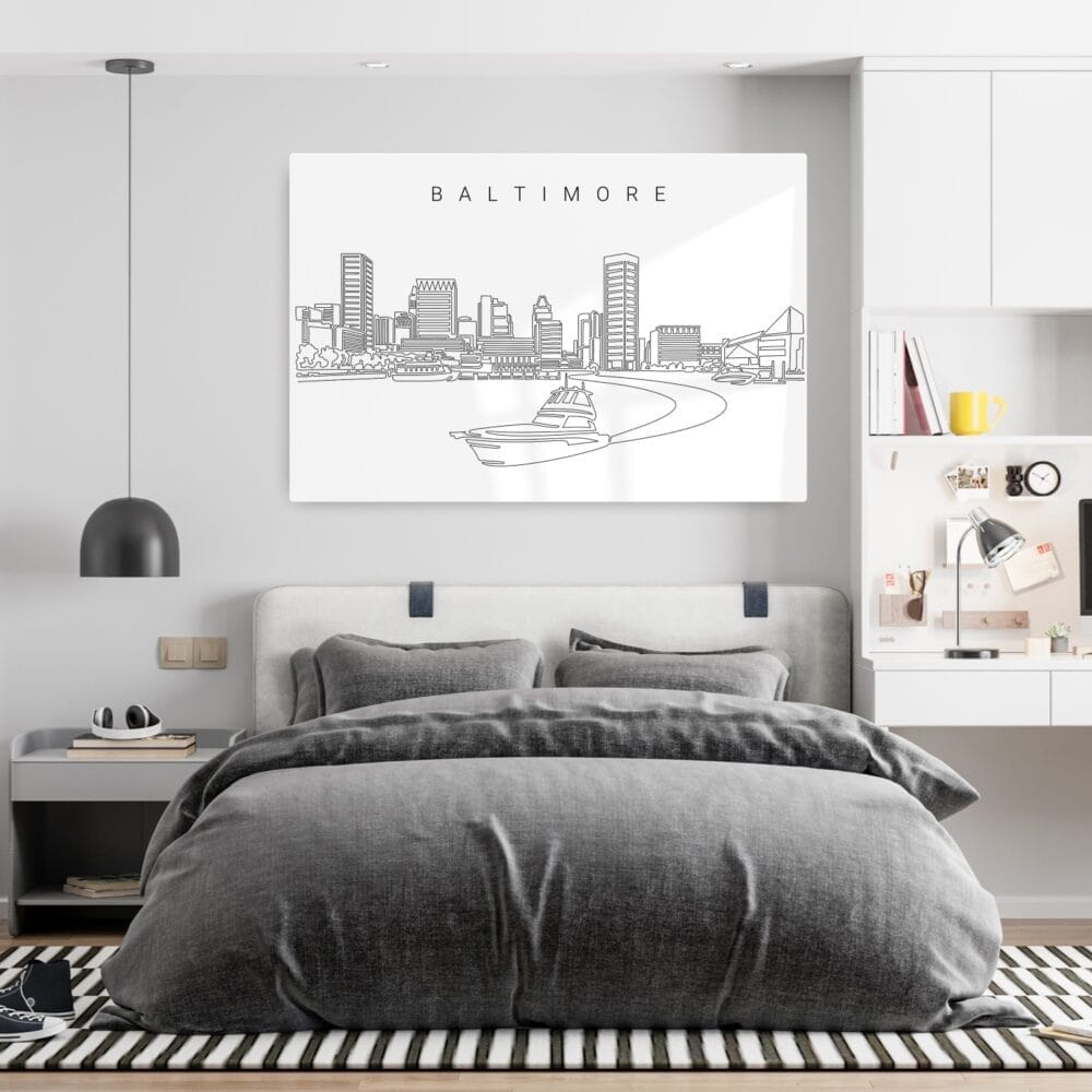 Baltimore Metal Print Wall Art - Bedroom - Light Baltimore Metal Print Wall Art - Bedroom - Light