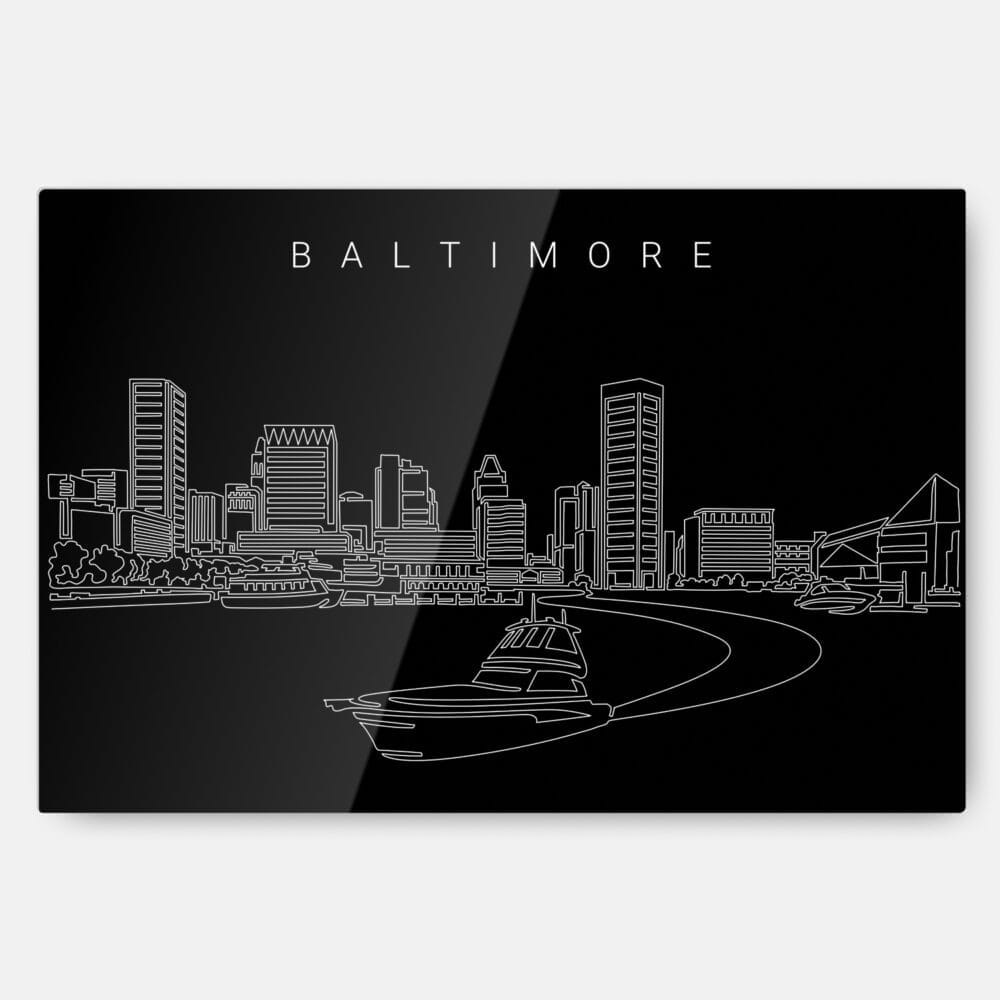 Baltimore Skyline Metal Print Wall Art - Dark