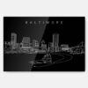 Baltimore Skyline Metal Print Wall Art - Dark