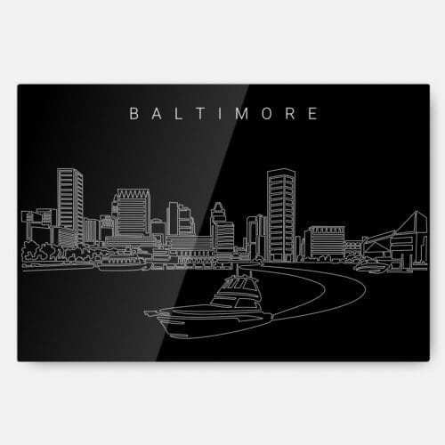 Baltimore Skyline Metal Print Wall Art - Dark