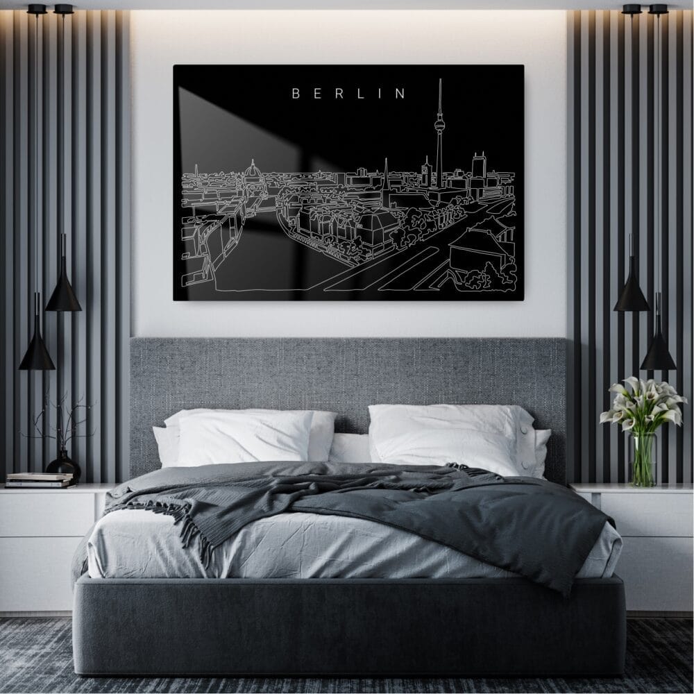Berlin Line Art Metal Print - Bedroom - Dark Berlin Line Art Metal Print - Bedroom - Dark