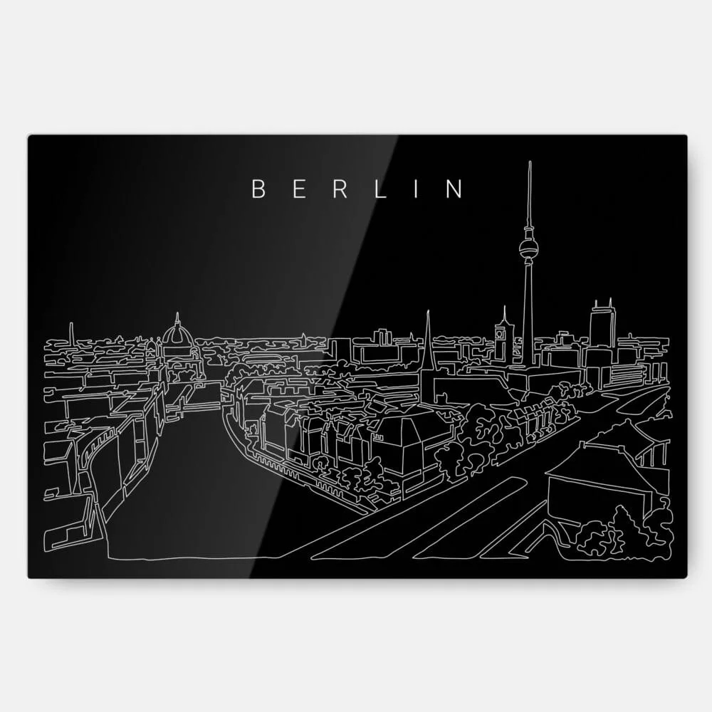 Berlin Line Art Metal Print Wall Art - Main - Dark Berlin Line Art Metal Print Wall Art - Main - Dark