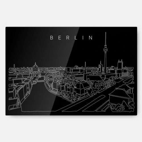 Berlin Line Art Metal Print Wall Art - Main - Dark