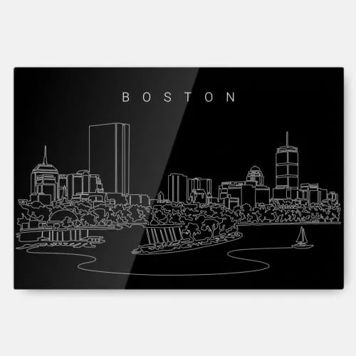 Boston Charles River Metal Print Wall Art - Dark