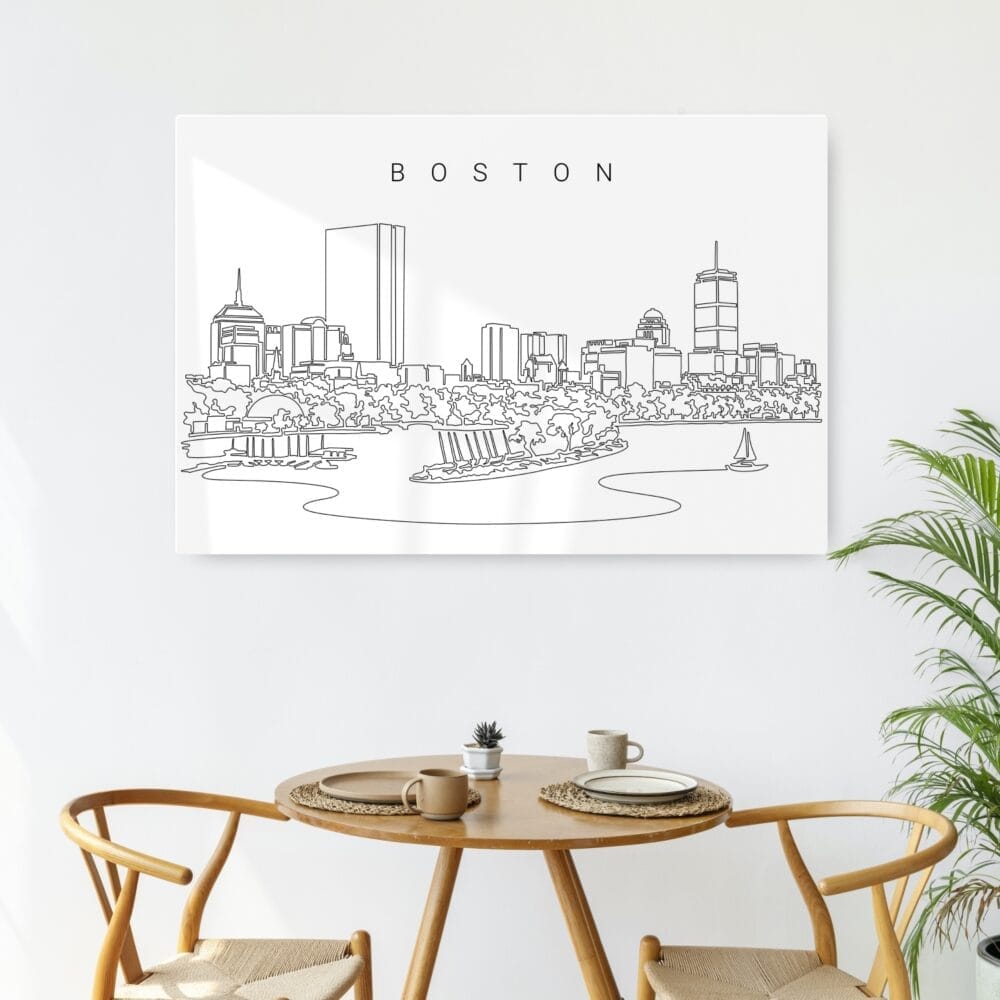 Boston Charles River Metal Print Wall Art - Kitchen - Dark Boston Charles River Metal Print Wall Art - Kitchen - Dark