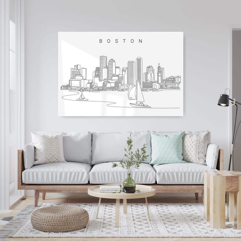 Boston Skyline Metal Print - Living ROom - Light Boston Skyline Metal Print - Living ROom - Light