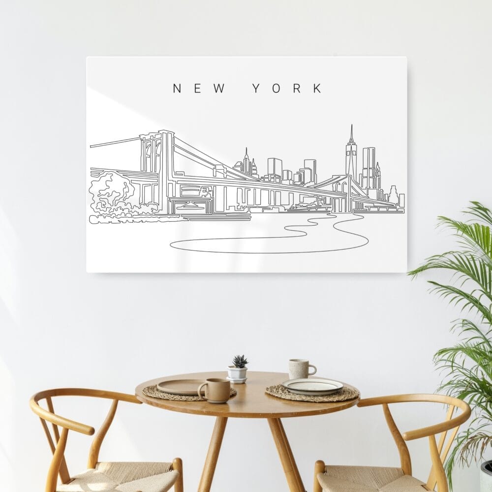 Brooklyn Bridge Line Art Metal Print - Kitchen - Dark Brooklyn Bridge Line Art Metal Print - Kitchen - Dark