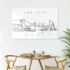 Brooklyn Bridge Line Art Metal Print - Kitchen - Dark